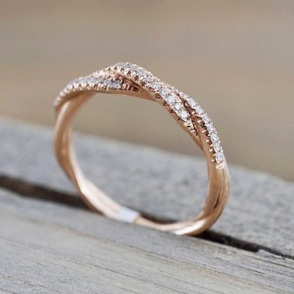 NEW 18K Rose Gold Diamond Twisted Eternity Ring - Picture 3 of 4